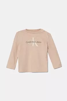 Детский лонгслив Calvin Klein Jeans, бежевый
