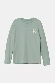 Детский лонгслив Calvin Klein Jeans, зеленый