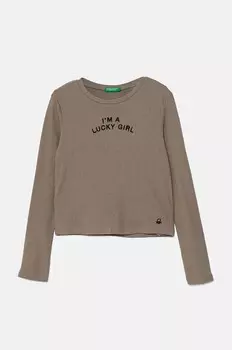 Детский лонгслив United Colors of Benetton, коричневый