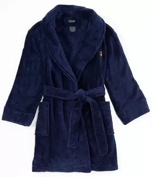 Детский махровый халат Polo Ralph Lauren для игрока в поло 2T-7 лет, синий