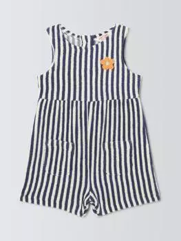 Детский махровый комбинезон-ползунки John Lewis , цвет Navy Stripe