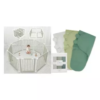 Детский манеж, детские ворота и пеленальное одеяло для маленьких девочек и мальчиков, легко регулируемая упаковка из 3 штук в комплекте от Comfy Cubs