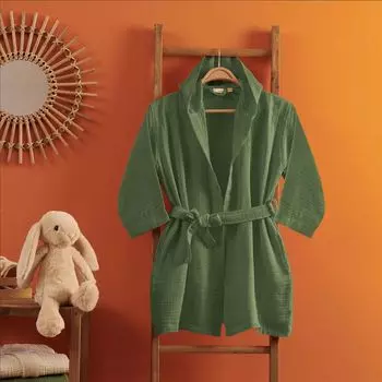 Детский муслиновый халат Nuvomon, 4 слоя, цвет хаки, 8–10 лет