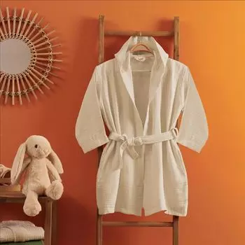 Детский муслиновый халат Nuvomon, 4 слоя, цвет экрю, 6–8 лет