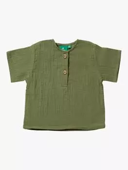 Детский муслиновый топ из чистого органического хлопка henley Little Green Radicals, зеленый