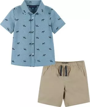 Детский набор Andy & Evan Button-Down and Shorts Set, цвет Light Blue Zebra