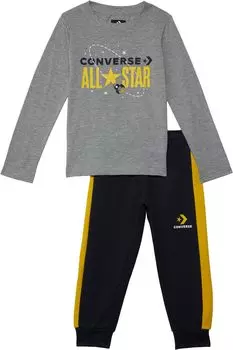 Детский набор Converse All Star Metallic Long Sleeve & Joggers, цвет Dark Grey Heather