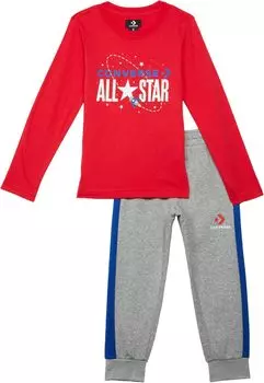 Детский набор Converse All Star Metallic Long Sleeve & Joggers, цвет Enamel Red