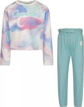 Детский набор Converse Crew Neck Sweatshirt and Joggers Two-Piece Set, цвет Light Aqua