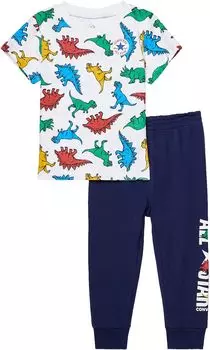 Детский набор Converse Dino Short Sleeve Tee + French Terry Joggers Set, цвет Midnight Navy