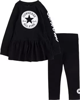 Детский набор Converse Peplum T-Shirt and Leggings Set, черный