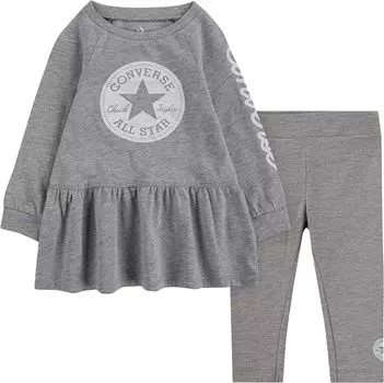 Детский набор Converse Peplum T-Shirt and Leggings Set, цвет Dark Grey Heather
