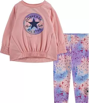 Детский набор Converse Print Fill Leggings Set, цвет Storm Pink