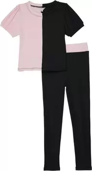 Детский набор HABITUAL girl Color-Block Short Sleeve Top Active Set, черный