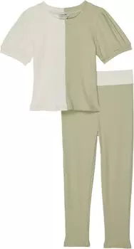 Детский набор HABITUAL girl Color-Block Short Sleeve Top Active Set, зеленый