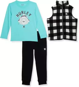 Детский набор Hurley All Over Print Polar Fleece Vest Three-Piece Set, черный