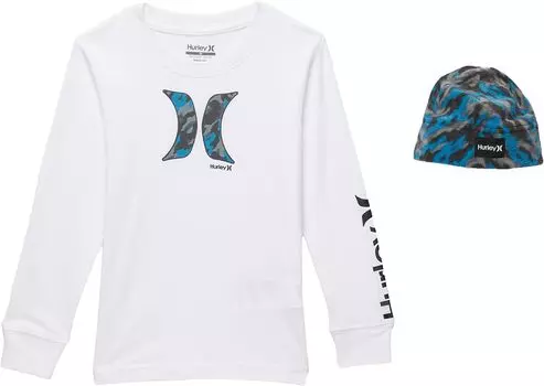 Детский набор Hurley Icon Long Sleeve & Fleece Hat Set, белый