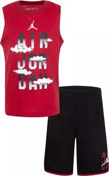 Детский набор Jordan Pixel Flight Muscle Tank and Shorts, черный