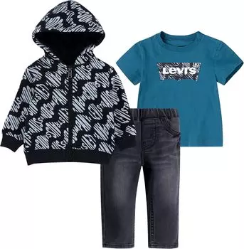 Детский набор Levi'S Hoodie Tee Pants Set, черный