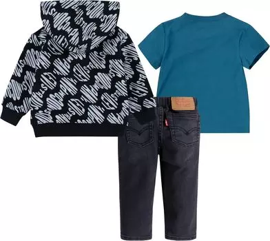 Детский набор Levi'S Hoodie Tee Pants Set, черный