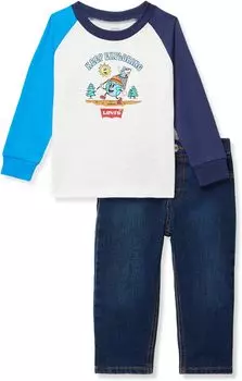 Детский набор Levi'S Keep Exploring Denim Set, цвет Antique White Heather