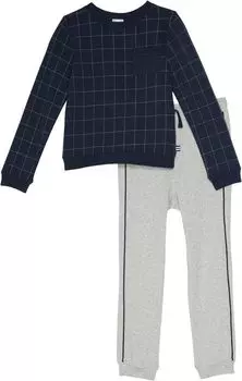 Детский набор Splendid Littles Windowpane Plaid Long Sleeve Top & Pants Set, цвет Mood Blue