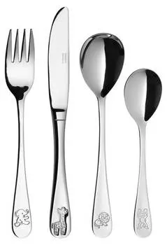 Детский набор столовых приборов "звери" (4 шт.) Mser, серебряный