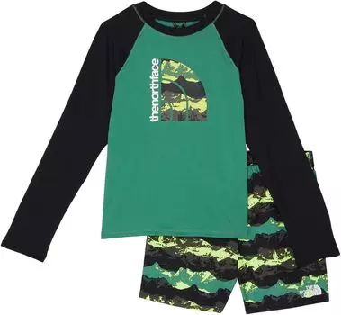 Детский набор The North Face Amphibious Sun Set, цвет Deep Grass Green/Deep Grass Green Mountain Panorama Print