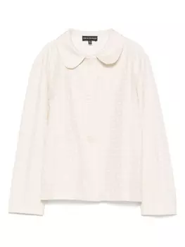 Детский пиджак Emporio Armani Kids с жаккардовой монограммой, нейтральный цвет