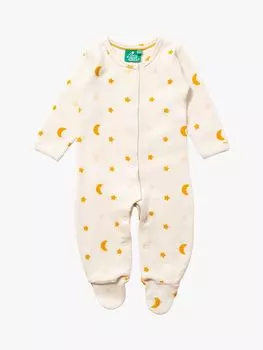 Детский пижамный комбинезон со звездами из органического хлопка Little Green Radicals, кремовый/золотой