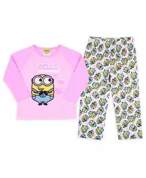 Детский пижамный комплект для сна с миньонами в стиле чиби-белло и реглан для маленьких девочек Despicable Me