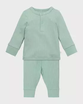 Детский пижамный комплект из двух предметов в рубчик, размер для новорожденных-24М MORI, цвет Ribbed Mint
