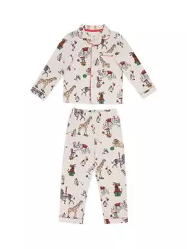 Детский пижамный комплект из смеси органического хлопка с животным принтом Chelsea Peers, мульти