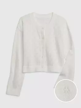 Детский плетеный кардиган Gap, белый