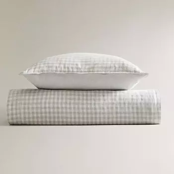 Детский пододеяльник Zara Home Gingham, голубовато-серый