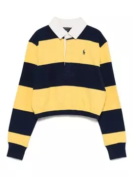 Детский полосатый хлопковый топ-поло Ralph Lauren Kids, желтый