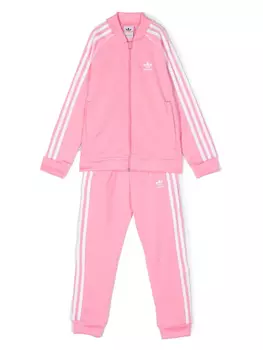 Детский полосатый спортивный костюм с вышитым логотипом Adidas Adidas Kids, розовый
