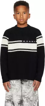 Детский полосатый свитер Marni, черный