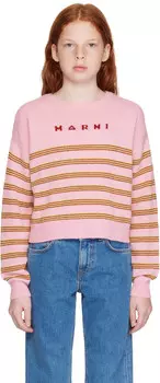 Детский полосатый свитер Marni, розовый