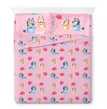 Детский постельный комплект Bluey Kids из 4 предметов, розовый
