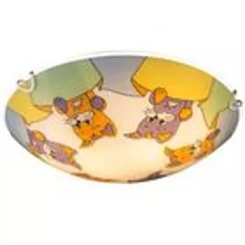 Детский потолочный светильник, цветное стекло, дизайн кота, 30 см etc-shop, мультиколор