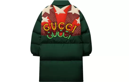 Пуховик детский Gucci с принтом, зеленый