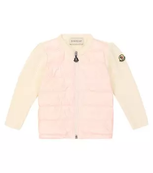 Детский пуховик из трикотажа Moncler Enfant, розовый