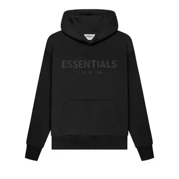 Детский пуловер с капюшоном Fear of God Essentials, цвет Черный