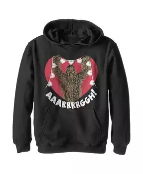 Детский пуловер с капюшоном с принтом Звездные войны Chewie Valentine Heart для мальчиков Disney Lucasfilm, черный