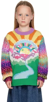 Детский разноцветный свитер с радужной вышивкой Stella McCartney