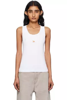 Детский ребристый топ Baby fox Maison Kitsun, белый