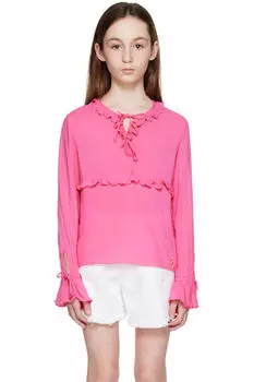 Детский розовый расклешенный топ Miss Blumarine
