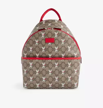 Детский рюкзак из холста с монограммой gg и кошками Gucci, мультиколор