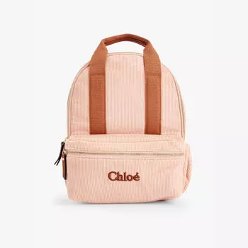 Детский рюкзак из вельвета с фирменной вышивкой Chloe, розовый